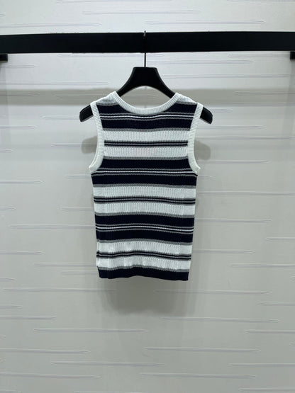 Miumiu 2026 Striped knit V-neck Vest Wool 246238