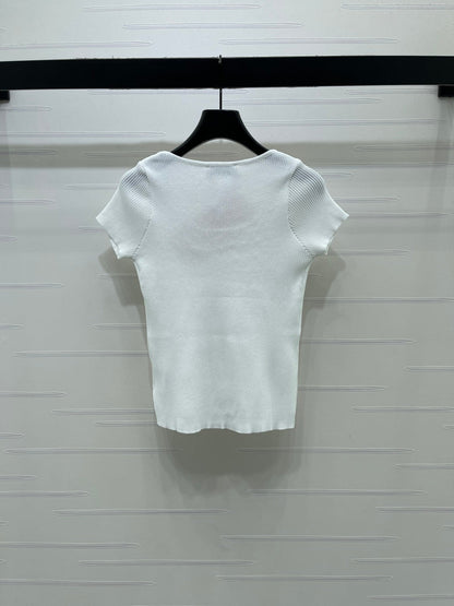Miumiu 2026 U-neck Knit Short-sleeved Top Wool 355613