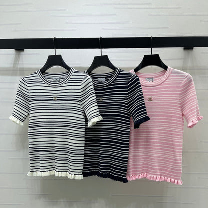 Chanel 2026 Two-tone Short-sleeved Shirt Wool 367635