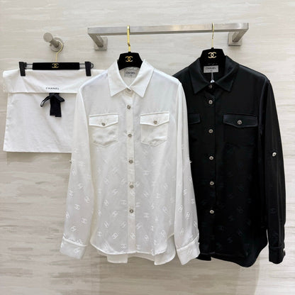 Chanel 2026 Double C Jacquard Acetate Silk Shirt 108151