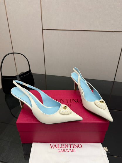VT 26s Heart-Shaped Slingback 80 Blue Sheepskin