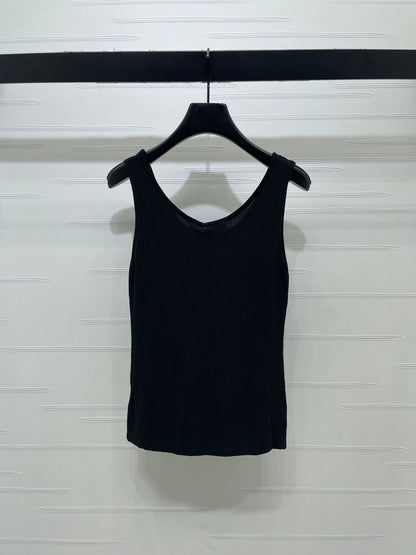 Chanel 2026 Heavy-duty Rhinestone Knit Vest Wool Cashmere Tencel 375038