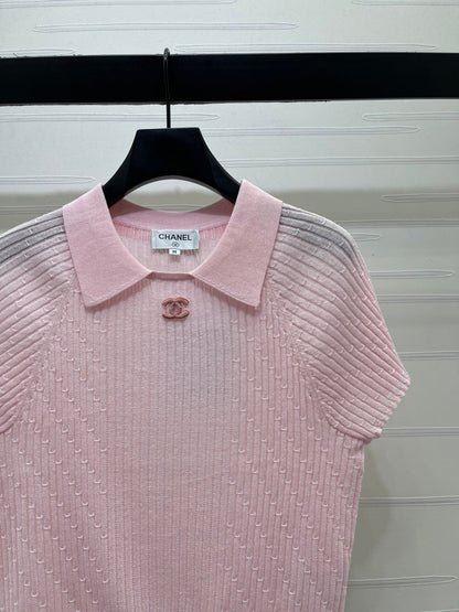 Chanel 2026 Collared Knit Short-Sleeve Shirt Wool 376012
