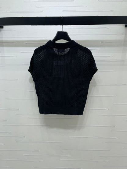 Chanel 2026 Collared Knit Short-Sleeve Shirt Wool 376012