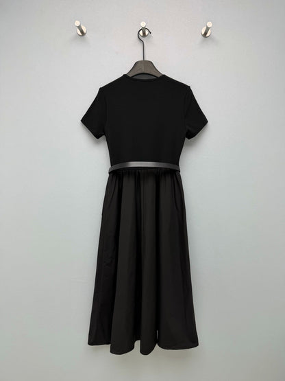 Dior 2026 Short-Sleeve Dress With Belt Polyester Cotton 377818