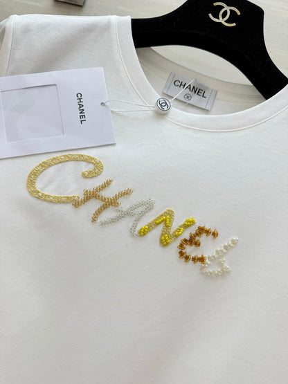 Chanel 2026 Sequin Letter T-shirt Cotton 377553