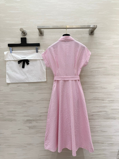 Chanel 2026 Striped Shirt Dress Pink and Blue Cotton 377536