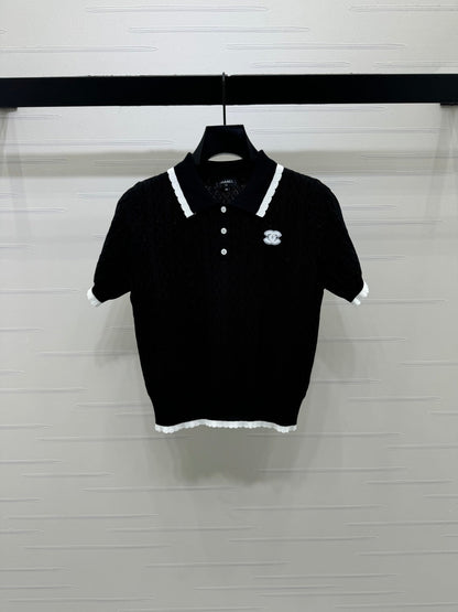 Chanel 2026 Preppy Style Knitted Polo Shirt Cotton 380688