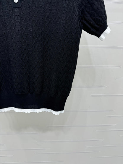Chanel 2026 Preppy Style Knitted Polo Shirt Cotton 380688
