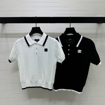 Chanel 2026 Preppy Style Knitted Polo Shirt Cotton 380688