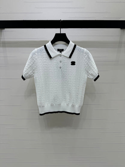 Chanel 2026 Preppy Style Knitted Polo Shirt Cotton 380688