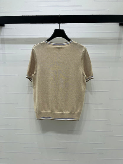 Chanel 2026 Hollow-out Knit Crew Neck Short-sleeved Top 380725