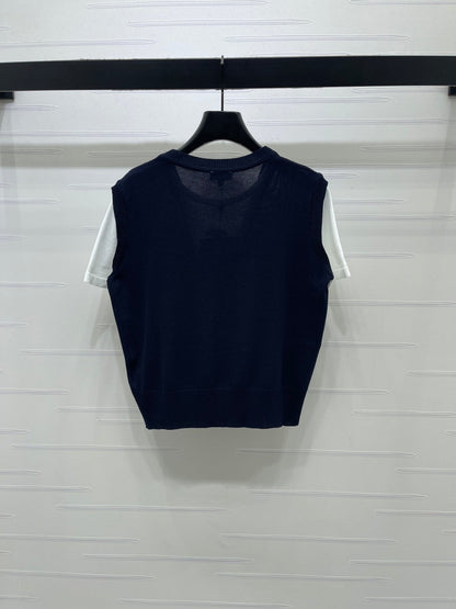 Chanel 2026 Faux Two-Piece Knitted Short-Sleeve Tencel Wool 393930