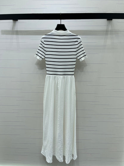 Miumiu 2026 Collared Knit short-sleeved Dress Polyester Viscose 380682