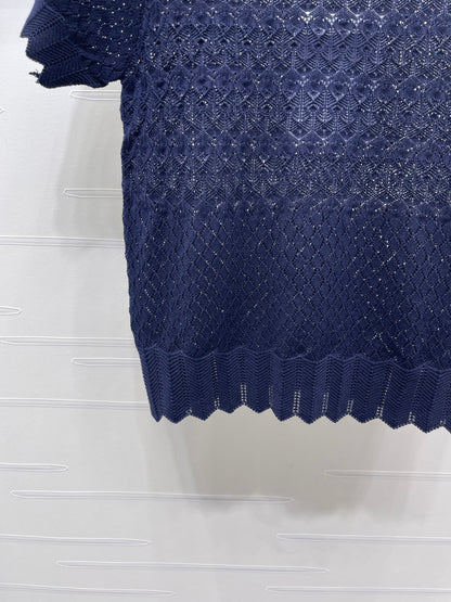 Chanel 2026 Double C Logo Knit Short-sleeved Shirt 380703