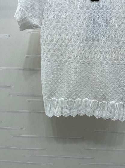 Chanel 2026 Double C Logo Knit Short-sleeved Shirt 380703