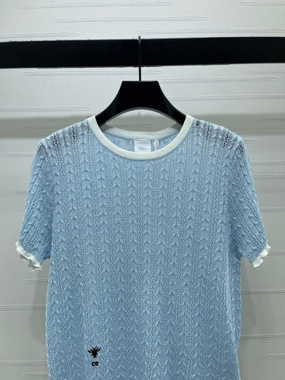 Dior 2026 Cable Knit Textured Short-Sleeve T-Shirt Wool 48244