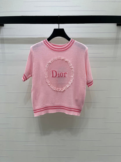 Dior 2026 Embroidered Knit Short-sleeved Shirt Cotton Wool 398791