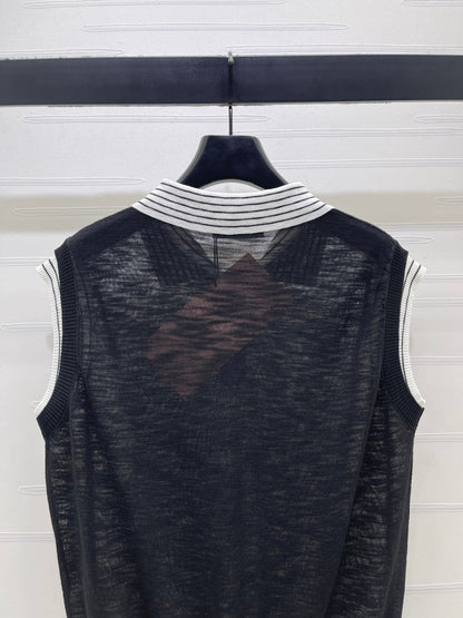 Miumiu 2026 Vest With Striped Collar Wool Cashmere 398053