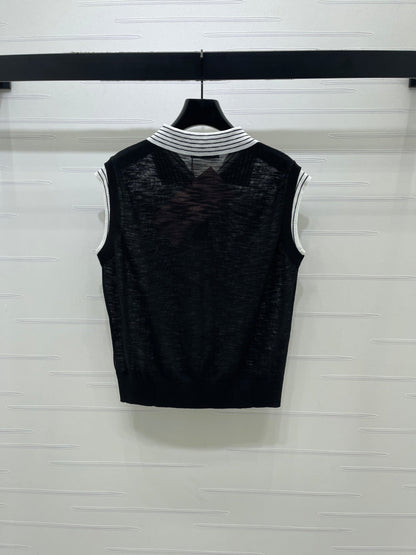 Miumiu 2026 Vest With Striped Collar Wool Cashmere 398053