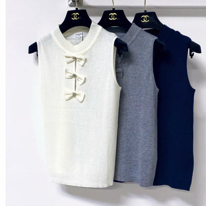 Chanel 2026 Rib-Knit Sleeveless Bow Details Wool 410640