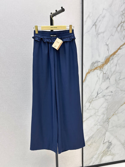 Miumiu 2026 Elastic Waist Straight Leg Pants Polyester 435240