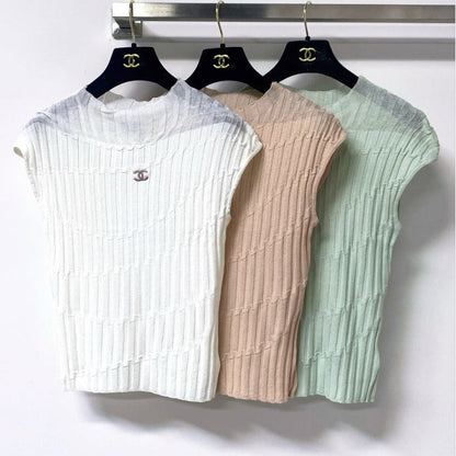 Chanel 2026 Crew Neck Knit Vest Top Tencel 439819