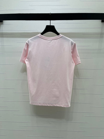 Dior 2026 Square Floral Embroidery Short-Sleeve T-Shirt Cotton 385378