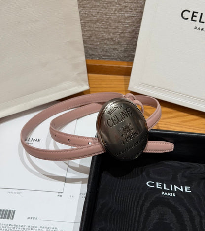 Celine 2026 Maison Belt 1.3cm Silver Buckle Taurillon Leather
