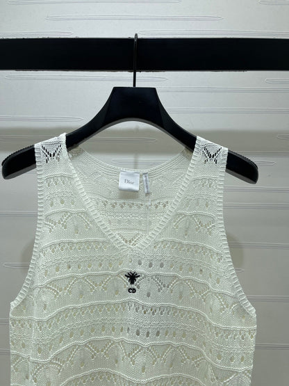 Dior 2026 Hollow-out Long Knitted Vest Dress Cotton 517619