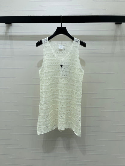 Dior 2026 Hollow-out Long Knitted Vest Dress Cotton 517619