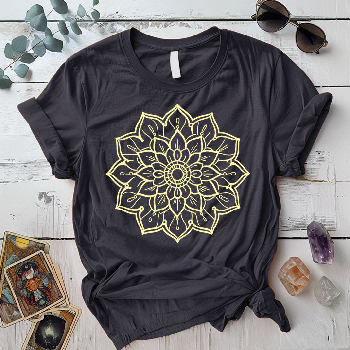 Golden Mandala T-Shirt Mockup dark-heather-grey