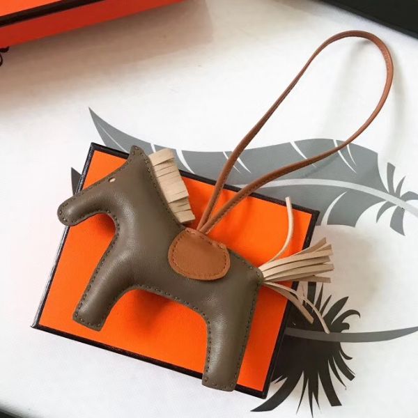 HM Rodeo Horse Bag Charm In Taupe Mix Camarel/Beige Leather