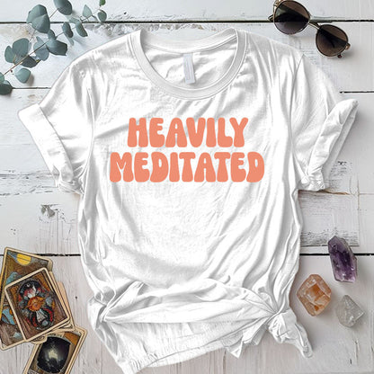 Heavily Meditated Retro T Shirt White Mockup