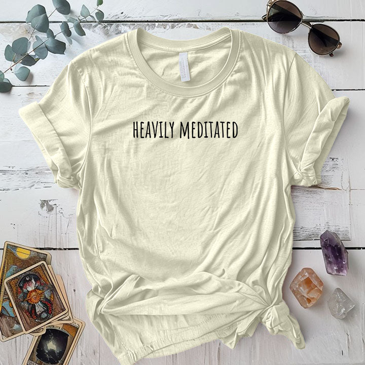Heavily Meditated T Shirt 1 Natural Mockup