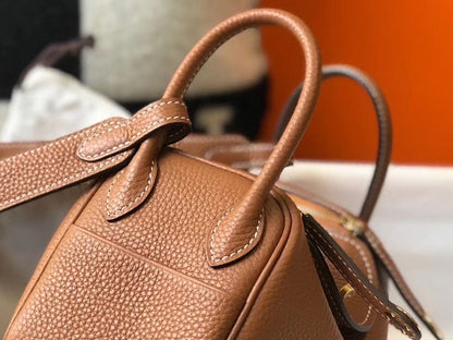 HM Mini Lindy 20cm Gold Clemence Leather