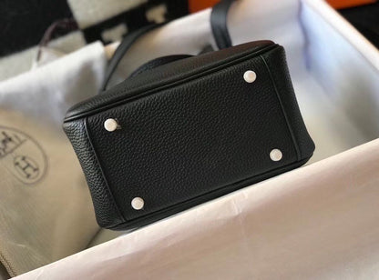 HM Mini Lindy 20cm Black Clemence Leather