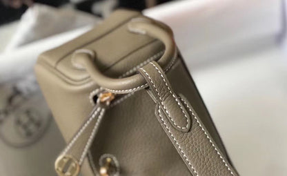 HM Mini Lindy 20cm Taupe Clemence Leather