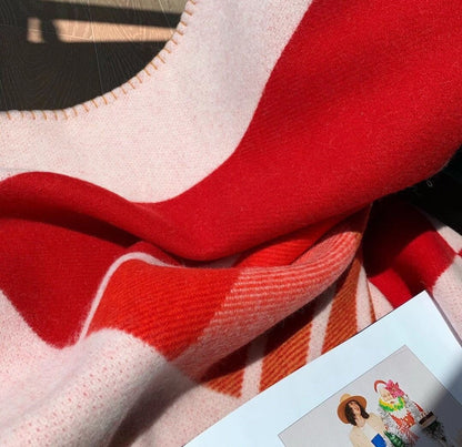 HM Avalon Throw Blanket Red Wool Cashmere
