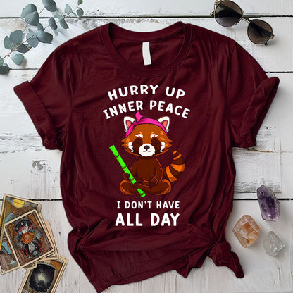 Inner Peace Red Panda T Shirt Maroon Mockup