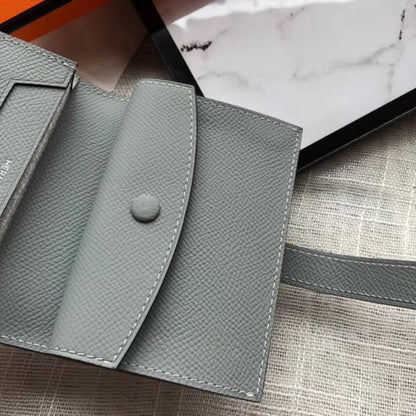 HM Bearn 10cm Mini Wallet In Grey Epsom Leather