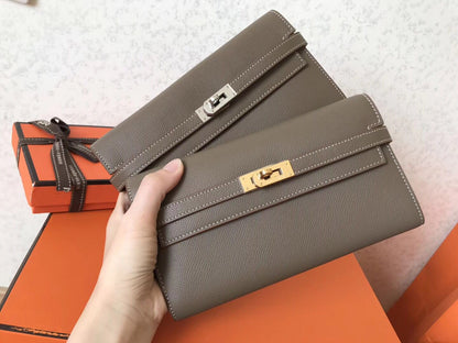 Kelly Long Wallet 20cm Taupe Epsom Leather
