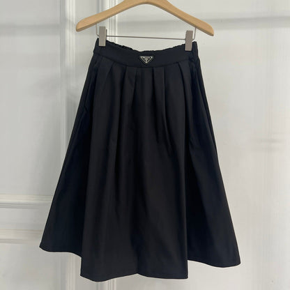 Prada 2026 Pleated Midi Skirt Black Re-Nylon