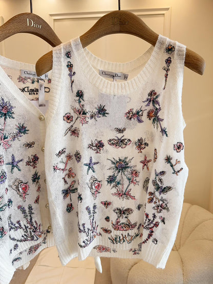 CD 25 Flower Vest Multicolor Silk Mohair