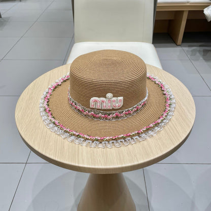 Miumiu Braided Straw-trimmed Bowl Hat 219091