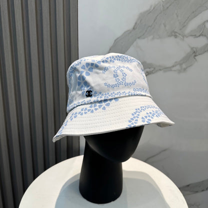 Chanel Bucket Hat With CC Logo And Floral Pattern Cotton 237371