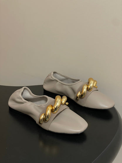 Alaia 2026 Ballet Flats Gold Jewel Lambskin 777389
