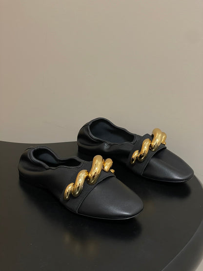 Alaia 2026 Ballet Flats Gold Jewel Lambskin 777389