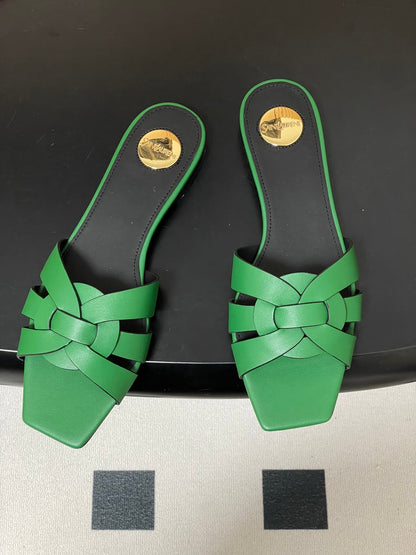 YSL 26ss Melody Stiletto Flat Slippers Calfskin