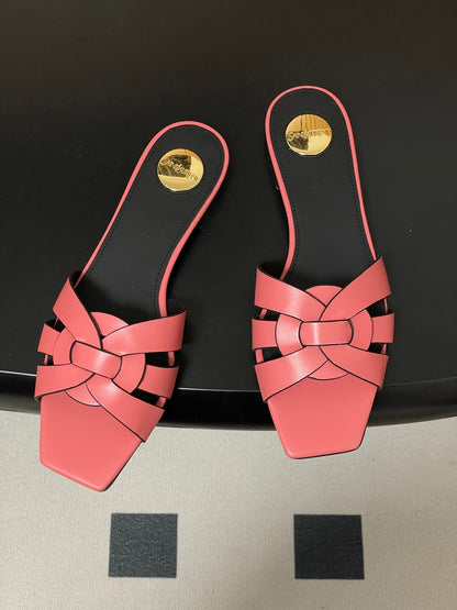 YSL 26ss Melody Stiletto Flat Slippers Calfskin